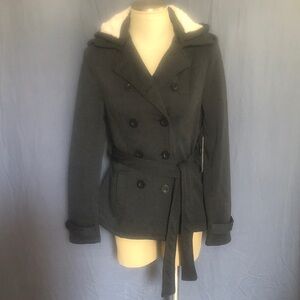 Ci Sono Charcoal Double-Breasted Peacoat with Belt M (NWT)